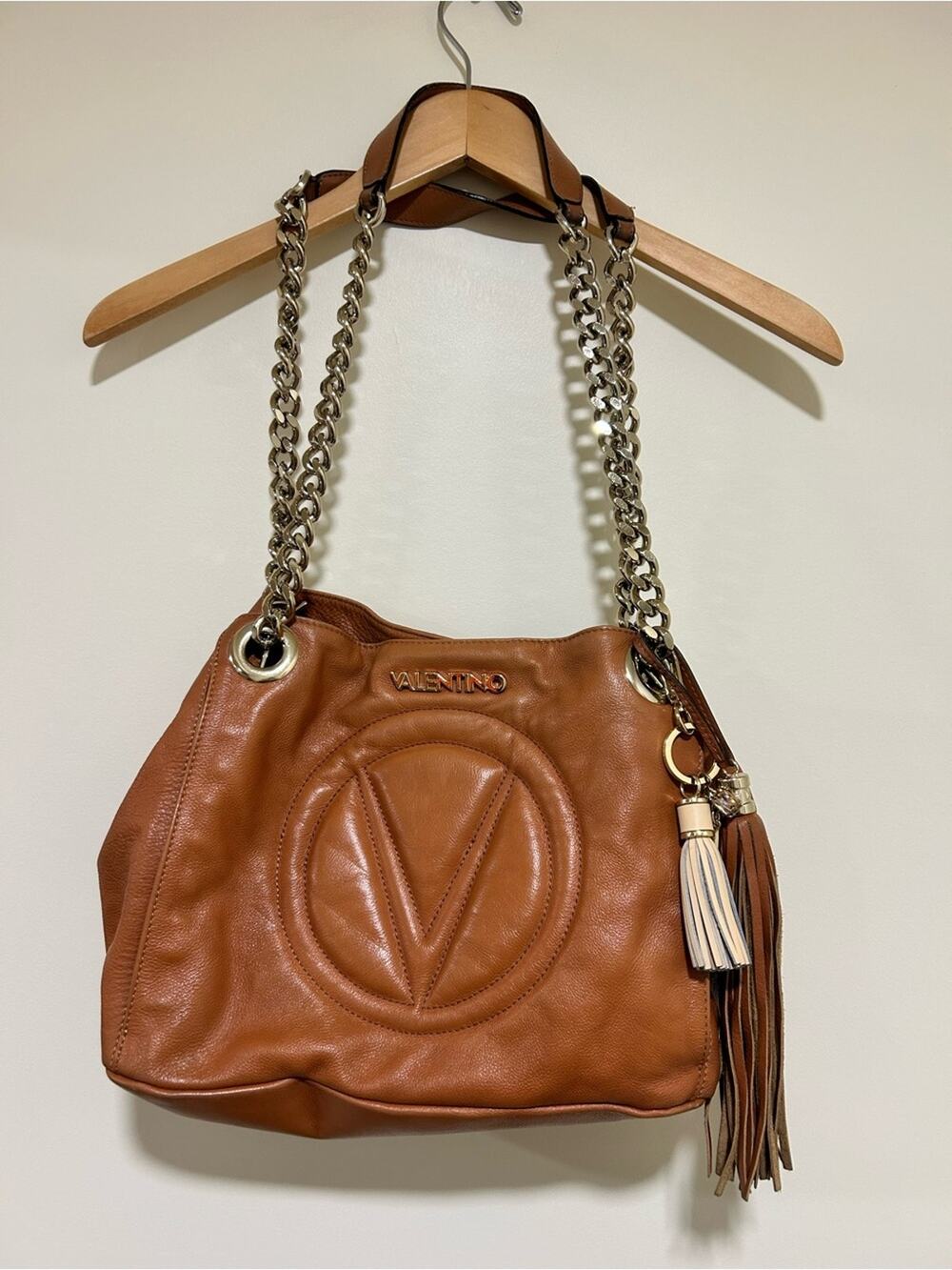 Valentino by Mario Valentino Luisa Italian Tan Brown Shoulder Bag